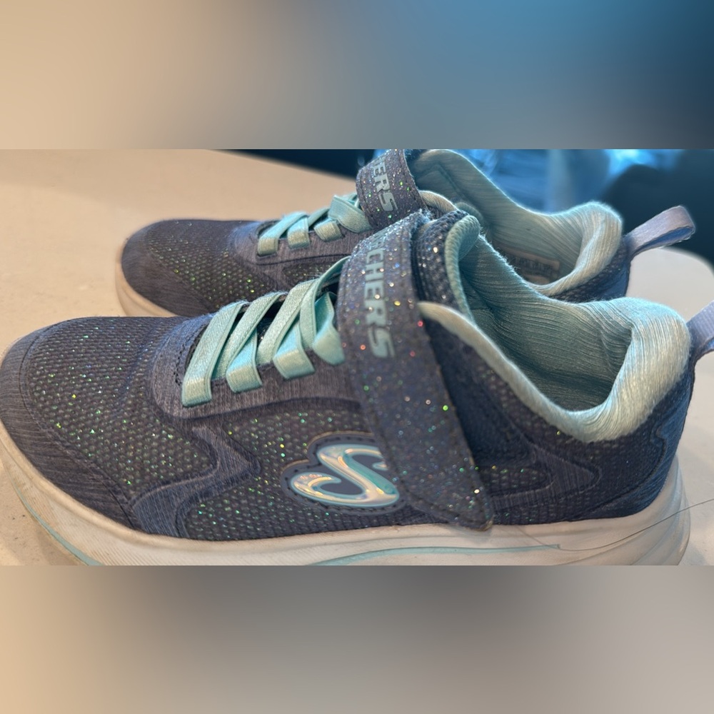 Skechers Blue and White Sneakers with Mesh Upper